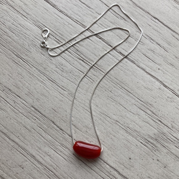 Sterling silver necklace with carnelian - Picture 4 of 6